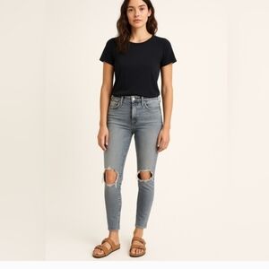 Free People Distressed Blue Skinny Jeans